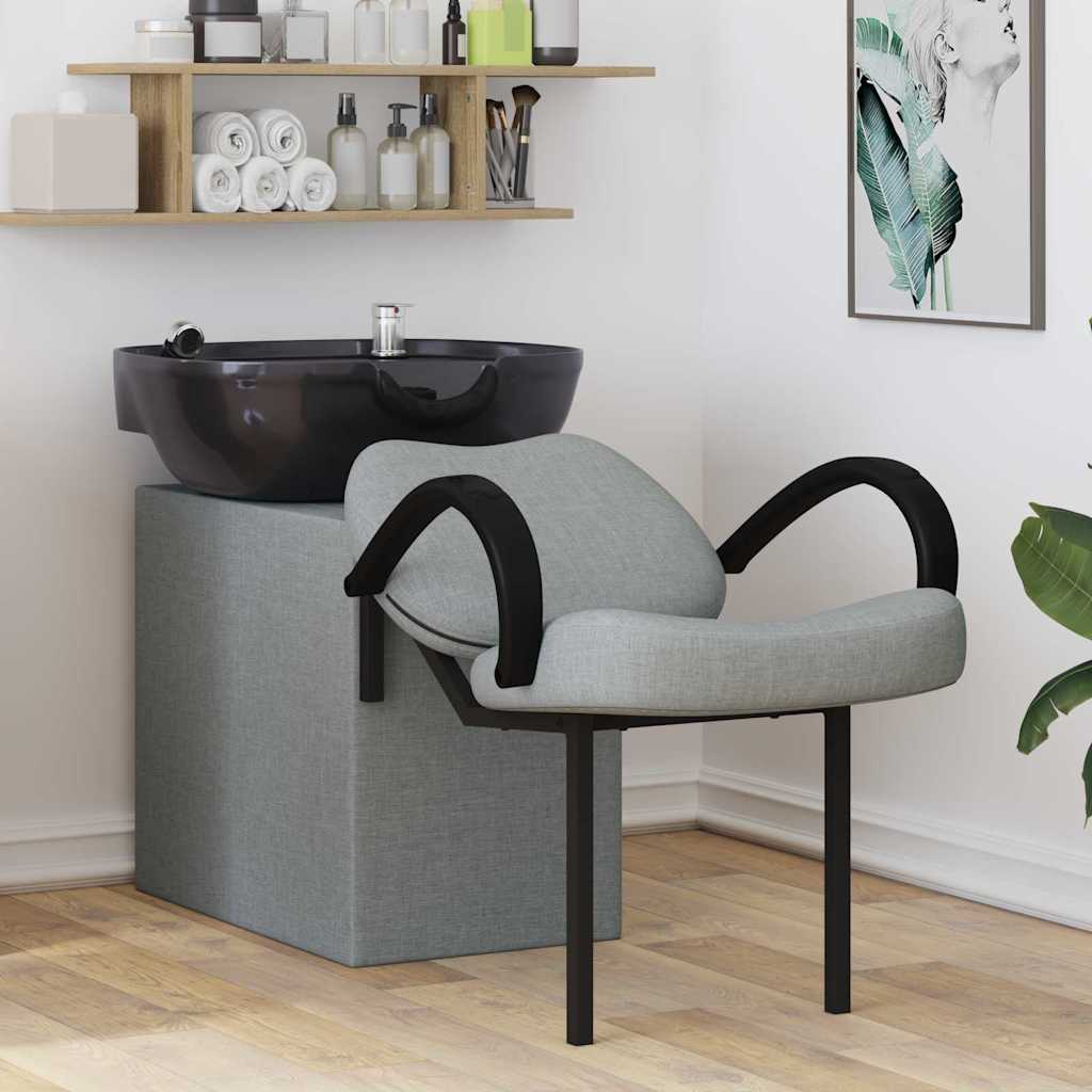 vidaXL Shampoo Stuhl Hellgrau und Schwarz 136 x 60 x 92 cm Stoff
