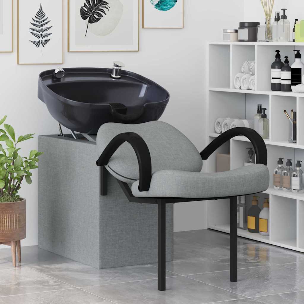 vidaXL Shampoo Stuhl Hellgrau und Schwarz 136 x 60 x 92 cm Stoff