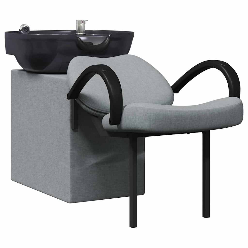 vidaXL Shampoo Stuhl Hellgrau und Schwarz 136 x 60 x 92 cm Stoff