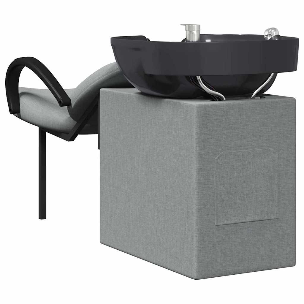 vidaXL Shampoo Stuhl Hellgrau und Schwarz 136 x 60 x 92 cm Stoff