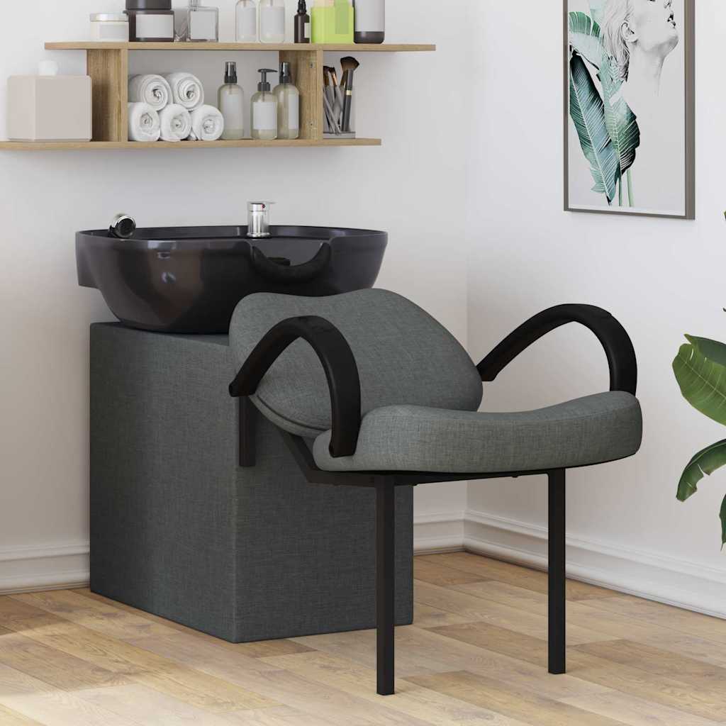 vidaXL Shampoo Stuhl Hellgrau und Schwarz 136 x 60 x 92 cm Stoff