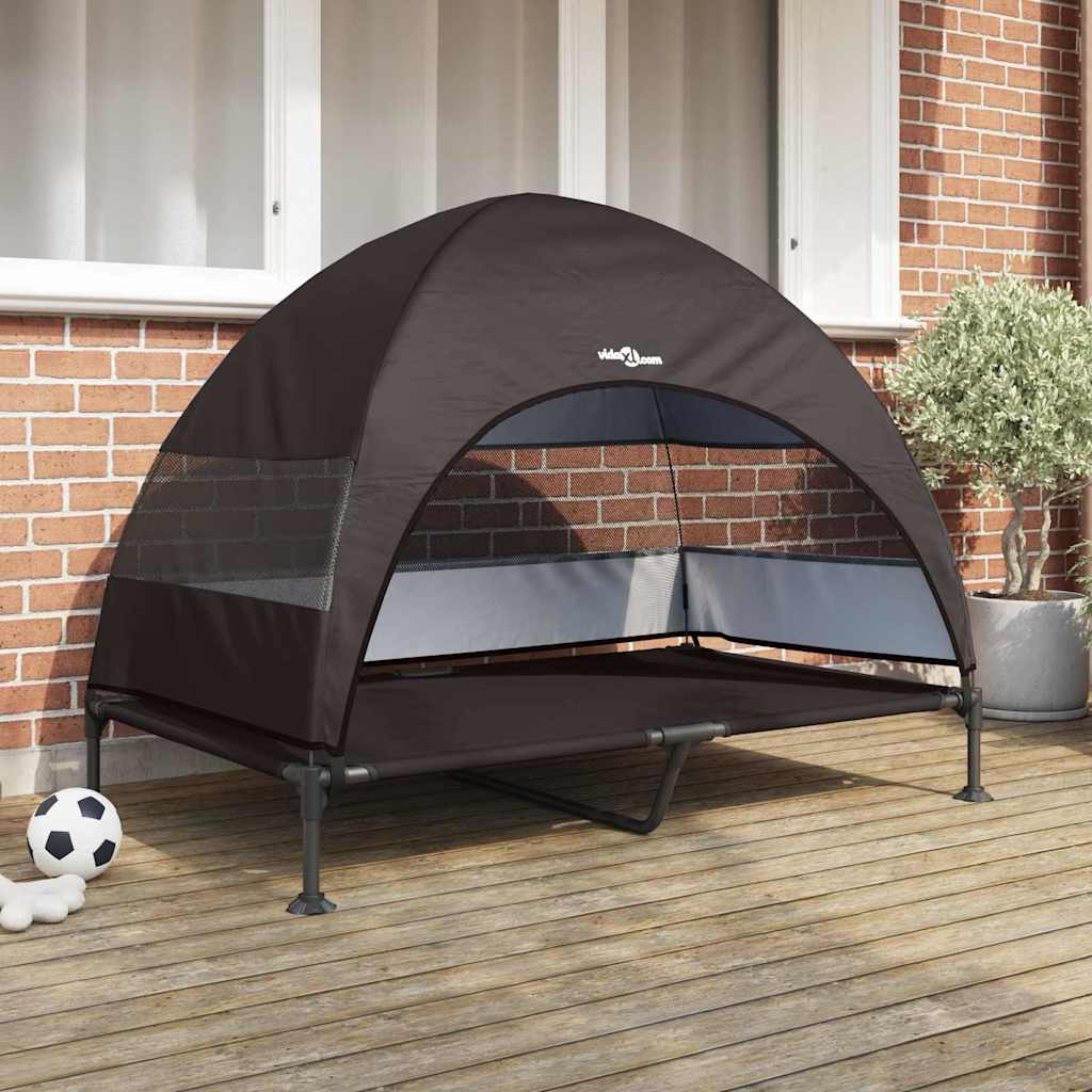 vidaXL Hochgelegtes Hundebett Braun 127 x 81 x 108 cm Stoff und Stahl