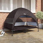 vidaXL Hochgelegtes Hundebett Braun 127 x 81 x 108 cm Stoff und Stahl