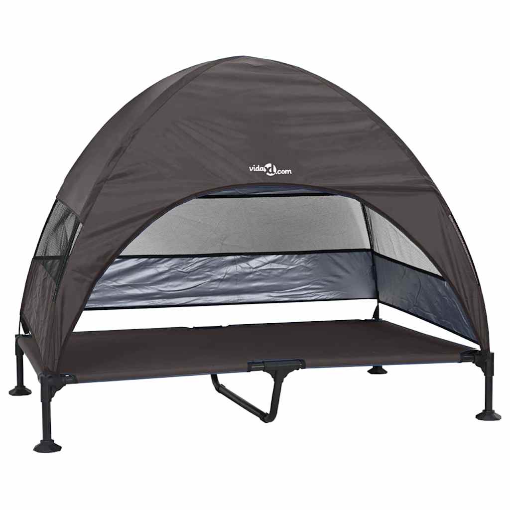 vidaXL Hochgelegtes Hundebett Braun 127 x 81 x 108 cm Stoff und Stahl