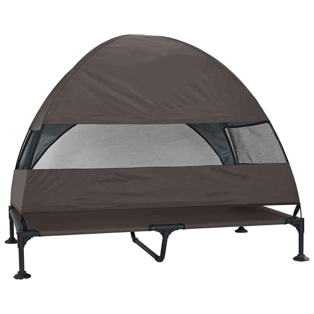 vidaXL Hochgelegtes Hundebett Braun 127 x 81 x 108 cm Stoff und Stahl