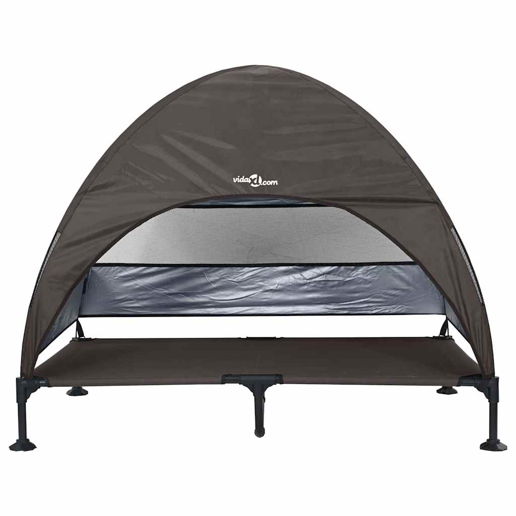 vidaXL Hochgelegtes Hundebett Braun 127 x 81 x 108 cm Stoff und Stahl