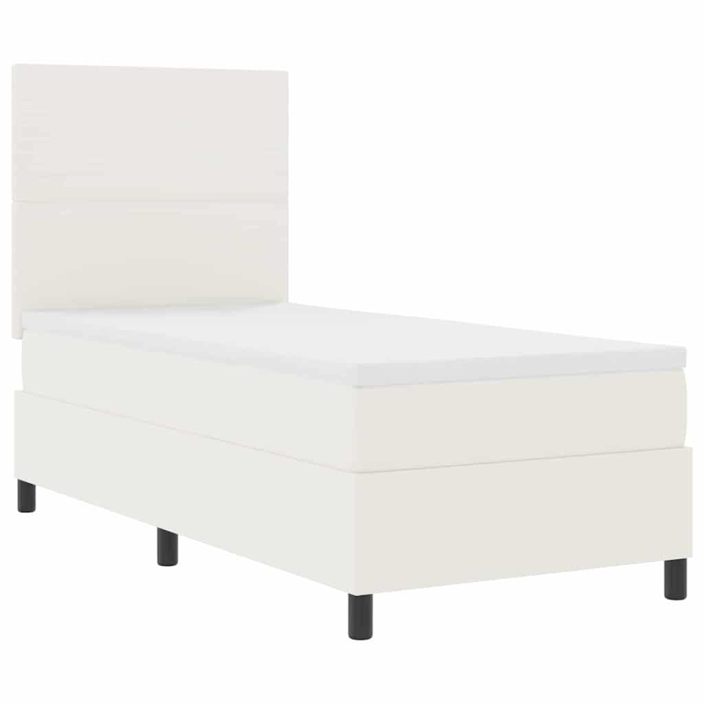 vidaXL Boxspringbett mit Kopfteil Creme und Weiß 80 x 200 cm Cordstoff