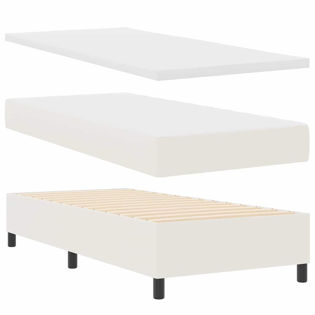 vidaXL Boxspringbett mit Kopfteil Creme und Weiß 80 x 200 cm Cordstoff