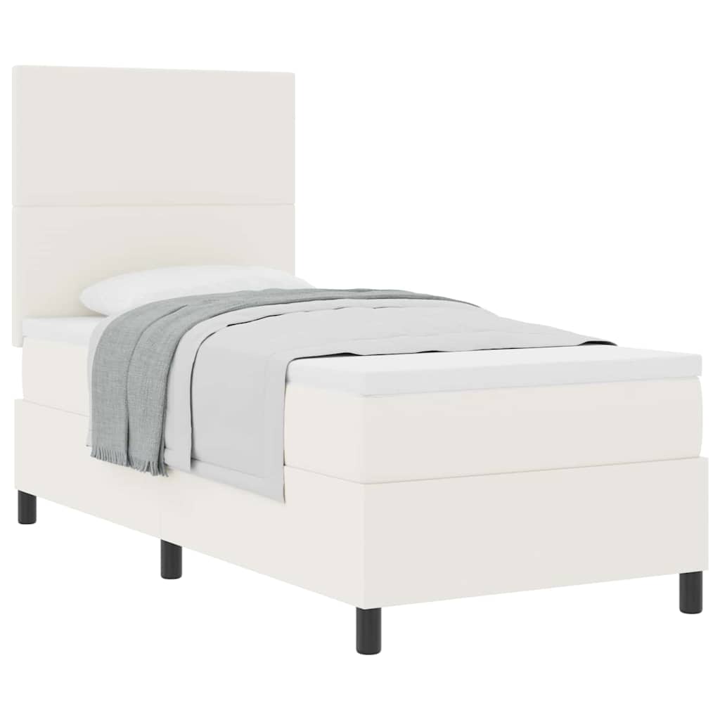 vidaXL Boxspringbett mit Kopfteil Creme und Weiß 80 x 200 cm Cordstoff