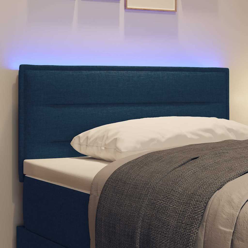 vidaXL LED Kopfteil mit LED-Lichtleisten mit Kopfteil Blau 90 cm Stoff