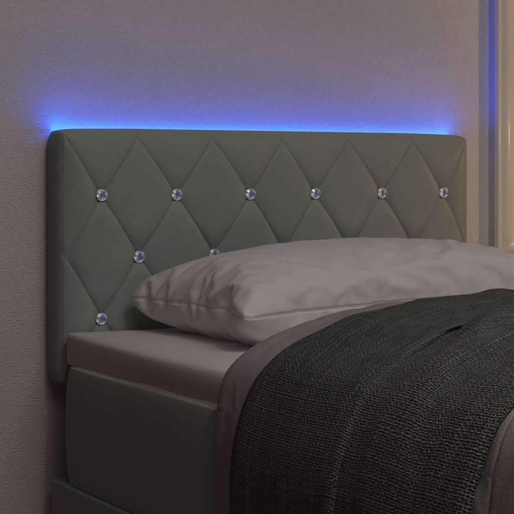 vidaXL LED Kopfteil mit LED-Lichtleisten Hellgrau 80 cm Samt