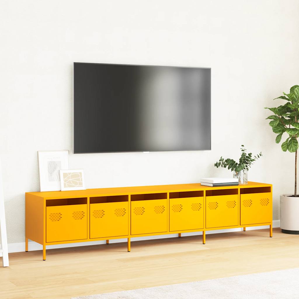 vidaXL TV-Schrank Senfgelb 202x39x43,5 cm Kaltgewalzter Stahl