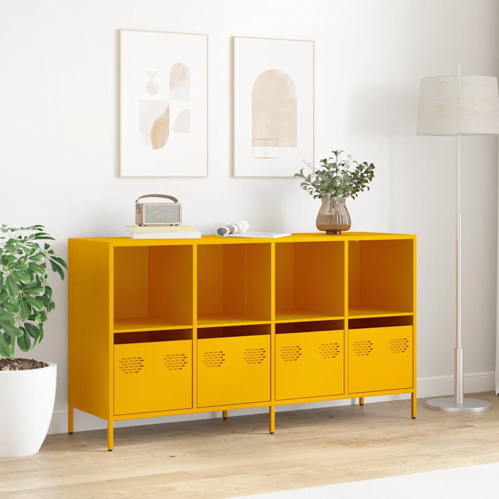 vidaXL Sideboard Senfgelb 135x39x73,5 cm Kaltgewalzter Stahl