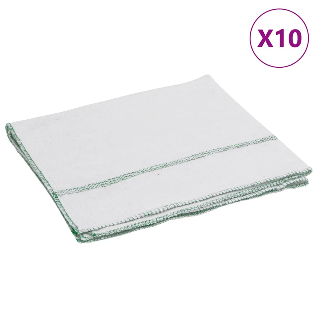 vidaXL Reinigungstücher 10 Stk. Weiß mit Grünen Gestreift 50x60 cm
