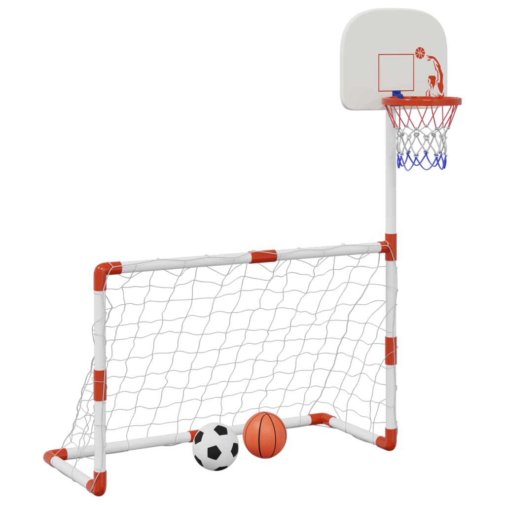 vidaXL Fußball- und Basketball-Set für Kinder mit Bällen 98x50x70 cm