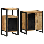 vidaXL Badezimmermöbel-Set 2 pcs Braun und Schwarz Massivholz Mango