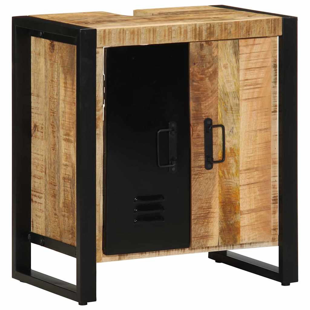 vidaXL Badezimmermöbel-Set 2 pcs Braun und Schwarz Massivholz Mango