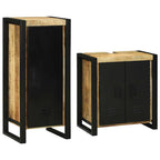 vidaXL Badezimmermöbel-Set mit Regal 2 pcs Braun Massives Mangoholz