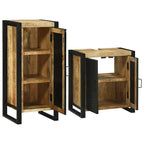 vidaXL Badezimmermöbel-Set mit Regal 2 pcs Braun Massives Mangoholz