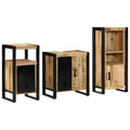 vidaXL Badezimmermöbel-Set 3 pcs Braun und Schwarz Massivholz Mango