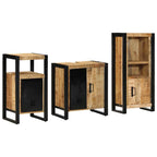 vidaXL Badezimmermöbel-Set 3 pcs Braun und Schwarz Massivholz Mango