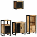 vidaXL Badezimmermöbel-Set 4 pcs Braun und Schwarz Massivholz Mango