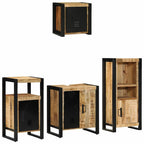 vidaXL Badezimmermöbel-Set 4 pcs Braun und Schwarz Massivholz Mango