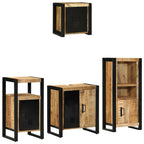 vidaXL Badezimmermöbel-Set 4 pcs Braun und Schwarz Massivholz Mango