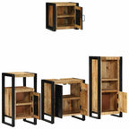 vidaXL Badezimmermöbel-Set 4 pcs Braun und Schwarz Massivholz Mango