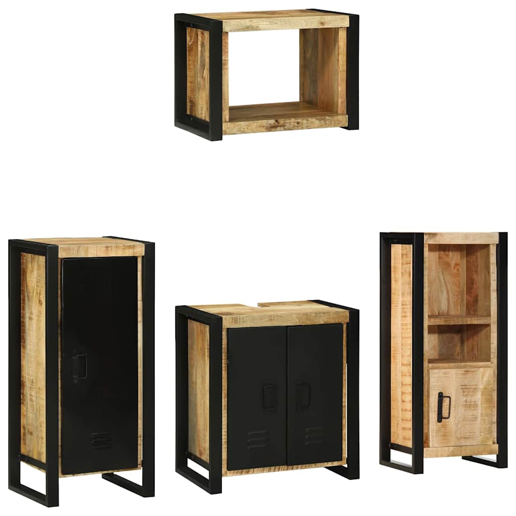vidaXL Badezimmermöbel-Set 4 pcs Braun Massives upgecyceltes Holz