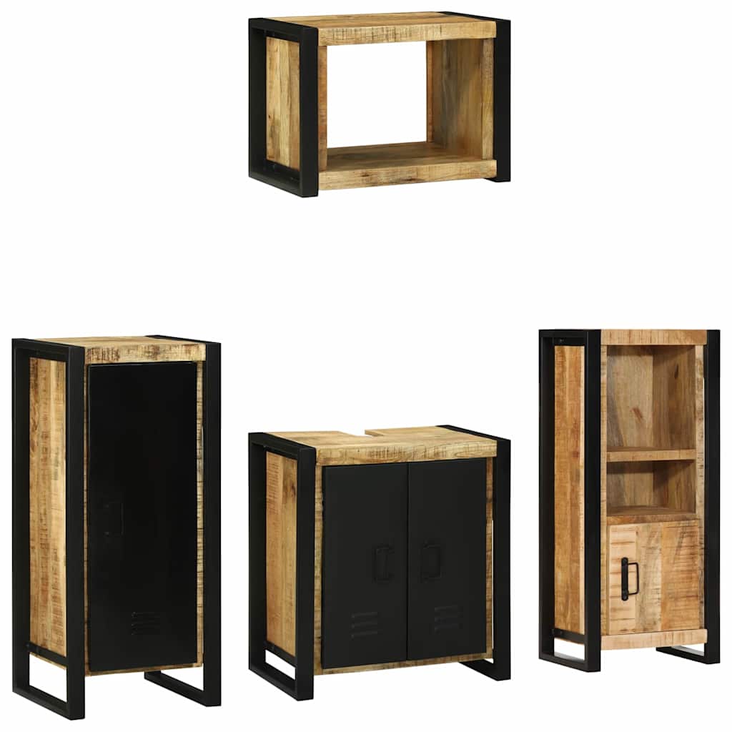 vidaXL Badezimmermöbel-Set 4 pcs Braun Massives upgecyceltes Holz