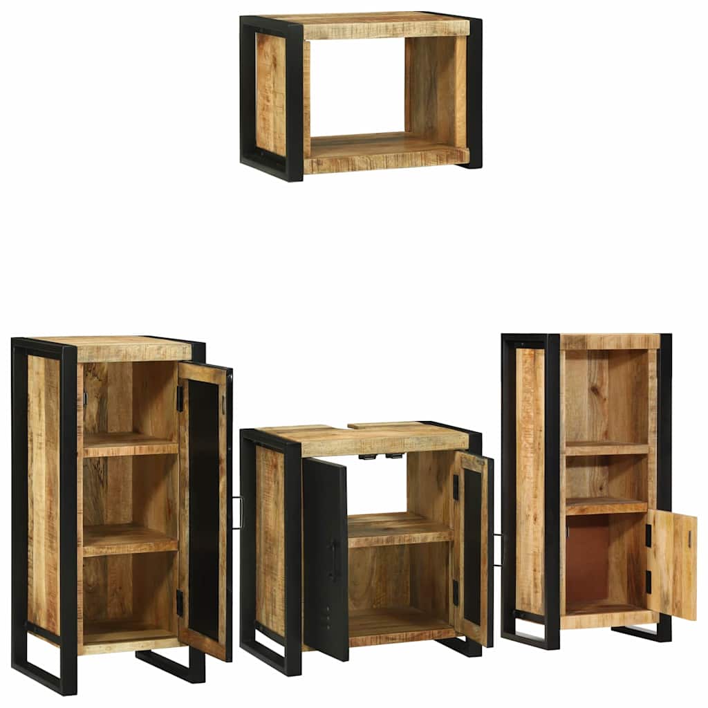 vidaXL Badezimmermöbel-Set 4 pcs Braun Massives upgecyceltes Holz
