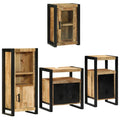 vidaXL Badezimmermöbel-Set Wandmontiert 4 pcs Braun Massives Mangoholz
