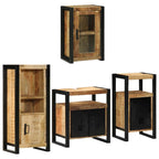 vidaXL Badezimmermöbel-Set Wandmontiert 4 pcs Braun Massives Mangoholz