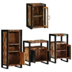 vidaXL Badezimmermöbel-Set mit Tür 4 pcs Mehrfarbig Massives Altholz