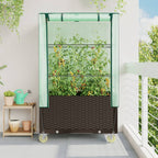 vidaXL Hochbeet mit Aufsatz und Rollen Rattan-Optik 80x50x182 cm