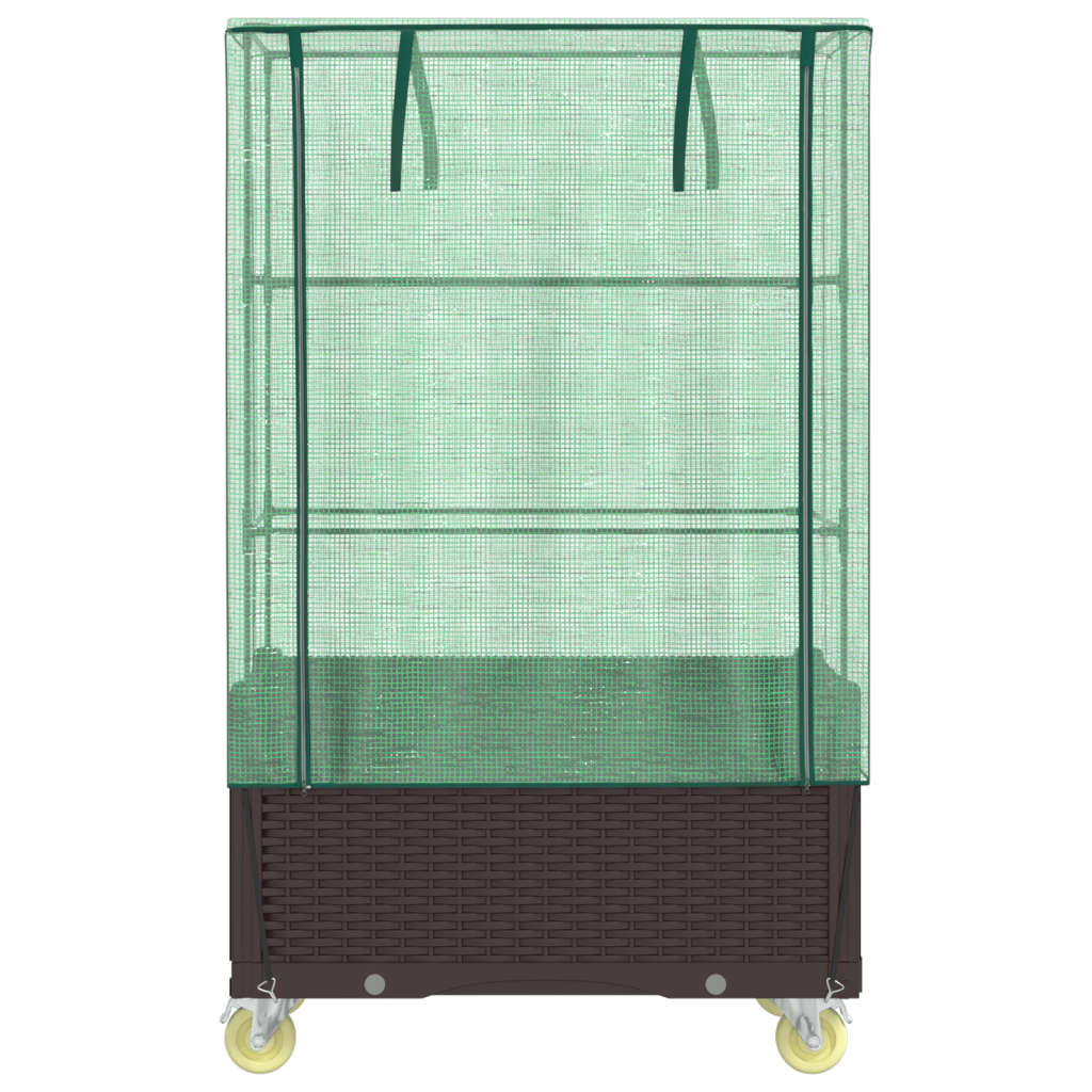 vidaXL Hochbeet mit Aufsatz und Rollen Rattan-Optik 80x50x182 cm