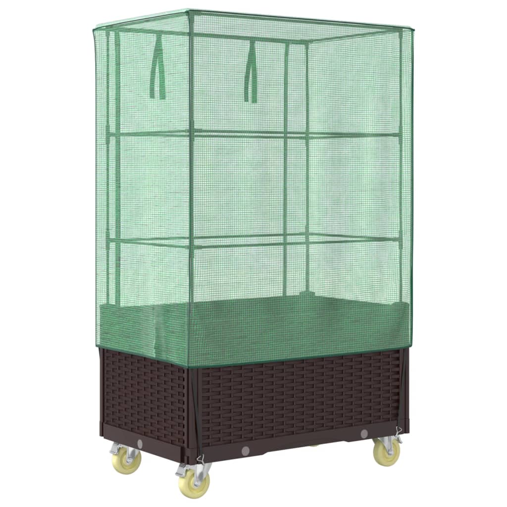 vidaXL Hochbeet mit Aufsatz und Rollen Rattan-Optik 80x50x182 cm