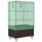 vidaXL Hochbeet mit Aufsatz und Rollen Rattan-Optik 80x50x182 cm