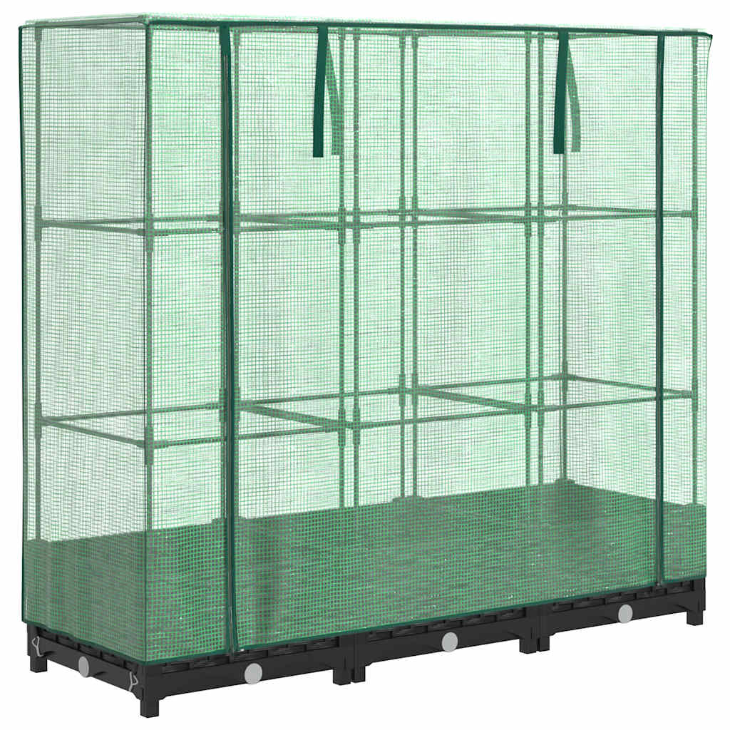 vidaXL Hochbeet mit Gewächshausabdeckung Rattanoptik 120x40x123 cm