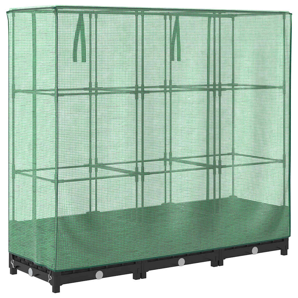 vidaXL Hochbeet mit Gewächshausabdeckung Rattanoptik 120x40x123 cm