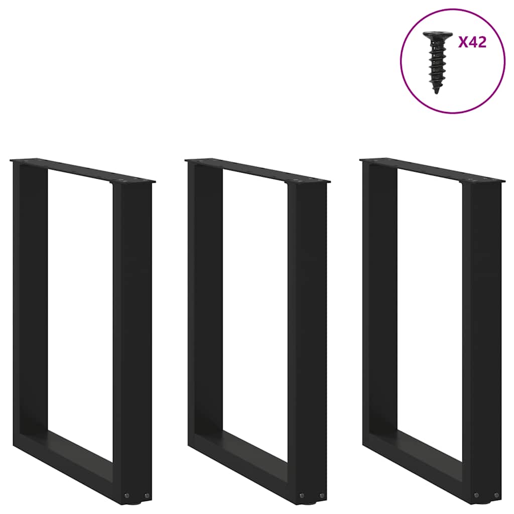 vidaXL Esstischbeine U-Form 3 Stk. Schwarz 70x(72-73) cm Stahl