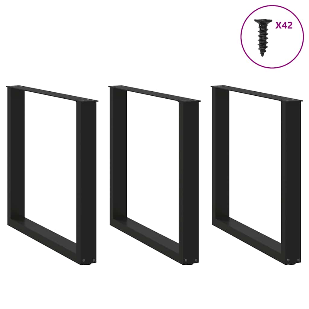 vidaXL Esstischbeine U-Form 3 Stk. Schwarz 80x(72-73) cm Stahl