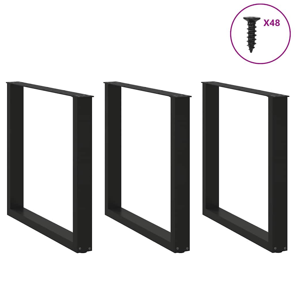 vidaXL Esstischbeine U-Form 3 Stk. Schwarz 90x(72-73) cm Stahl
