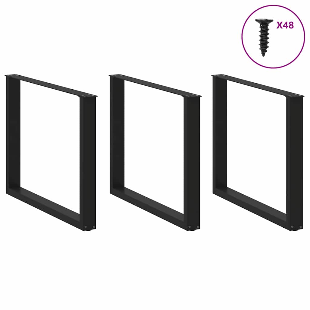 vidaXL Esstischbeine U-Form 3 Stk. Schwarz 100x(72-73) cm Stahl