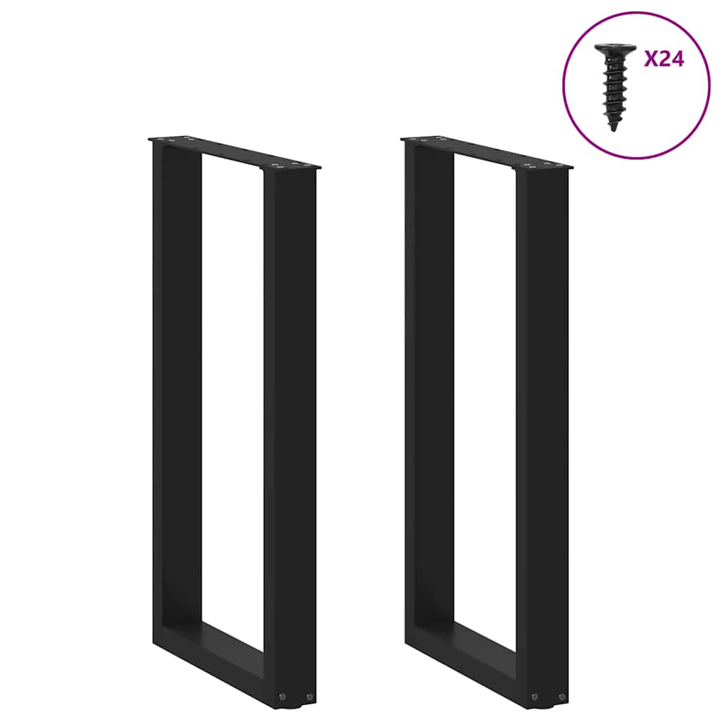 vidaXL Bartischbeine U-Form 2 Stk. Schwarz 50x(90-91) cm Stahl