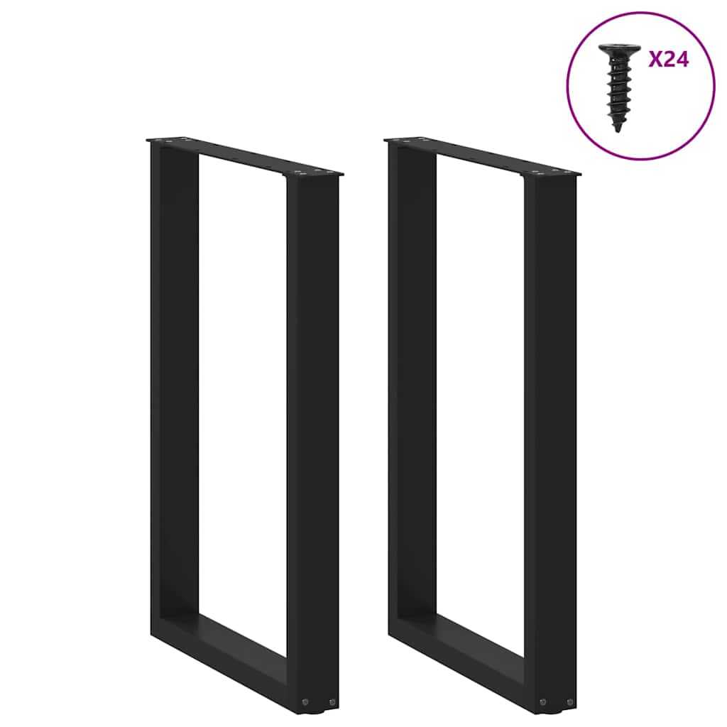 vidaXL Bartischbeine U-Form 2 Stk. Schwarz 60x(90-91) cm Stahl