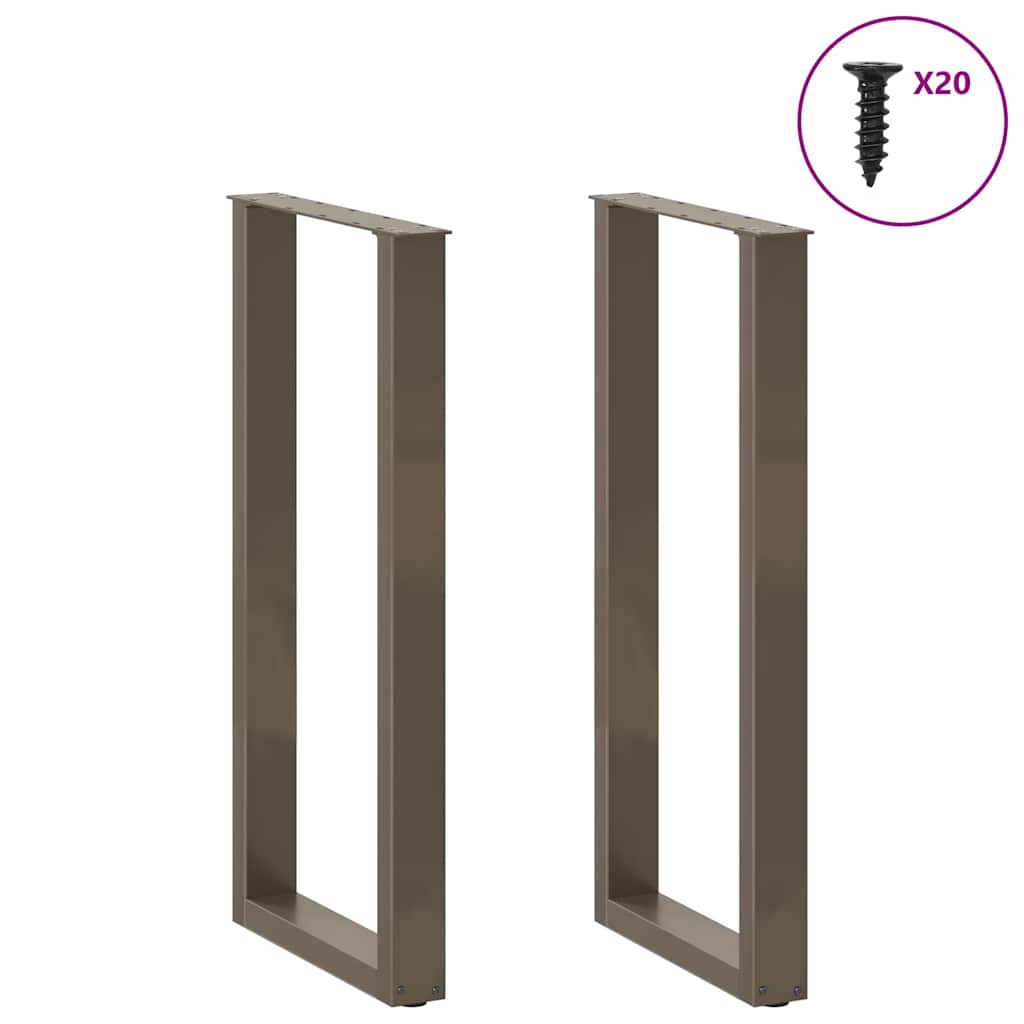 vidaXL Bartischbeine U-Form 2 Stk. Naturstahl 40x(100-101) cm Stahl