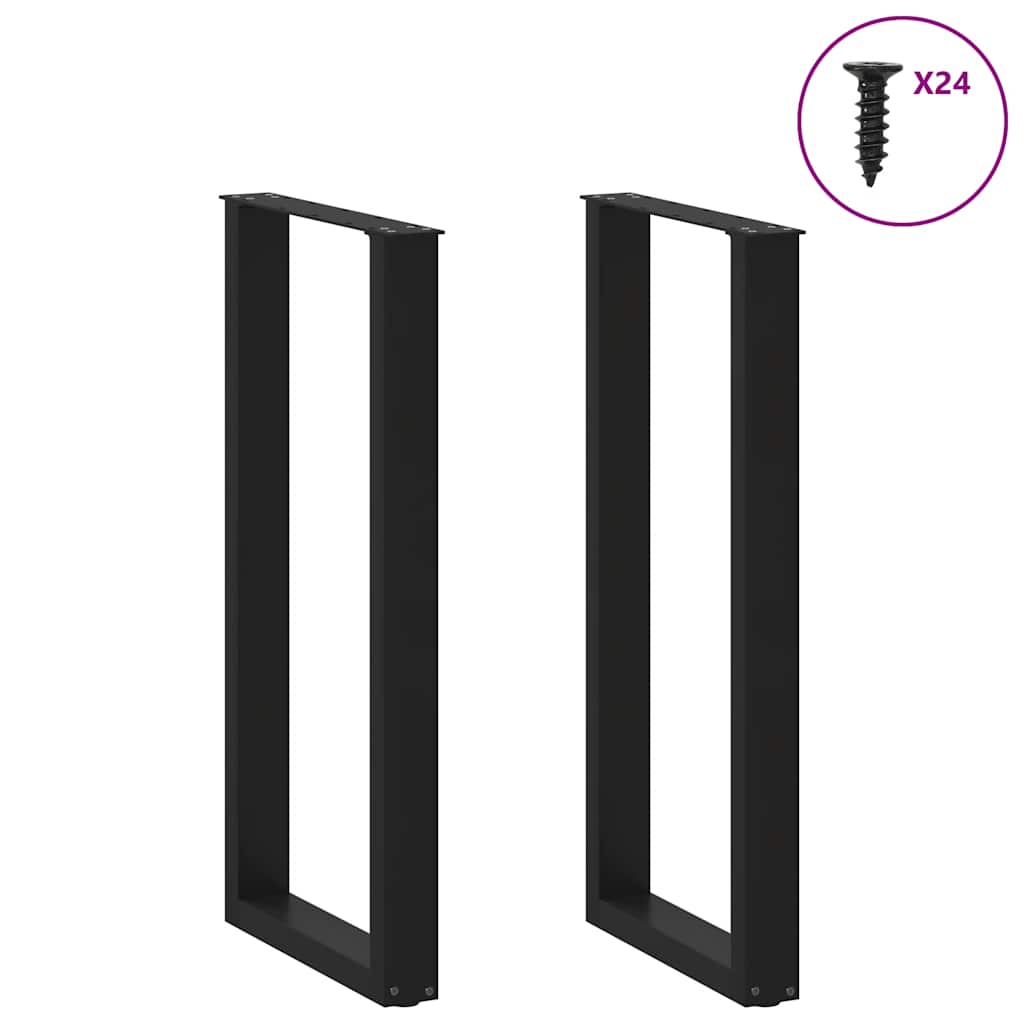 vidaXL Bartischbeine U-Form 2 Stk. Schwarz 50x(100-101) cm Stahl
