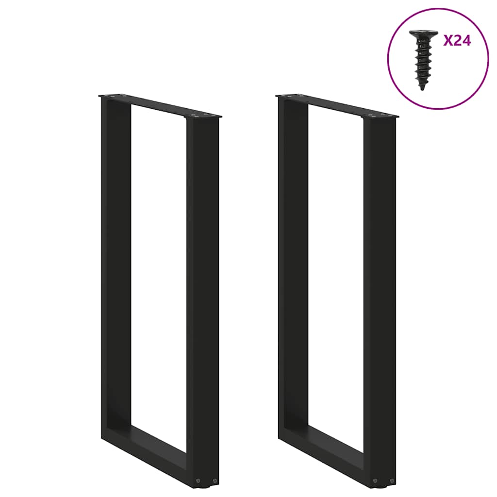 vidaXL Bartischbeine U-Form 2 Stk. Schwarz 60x(100-101) cm Stahl